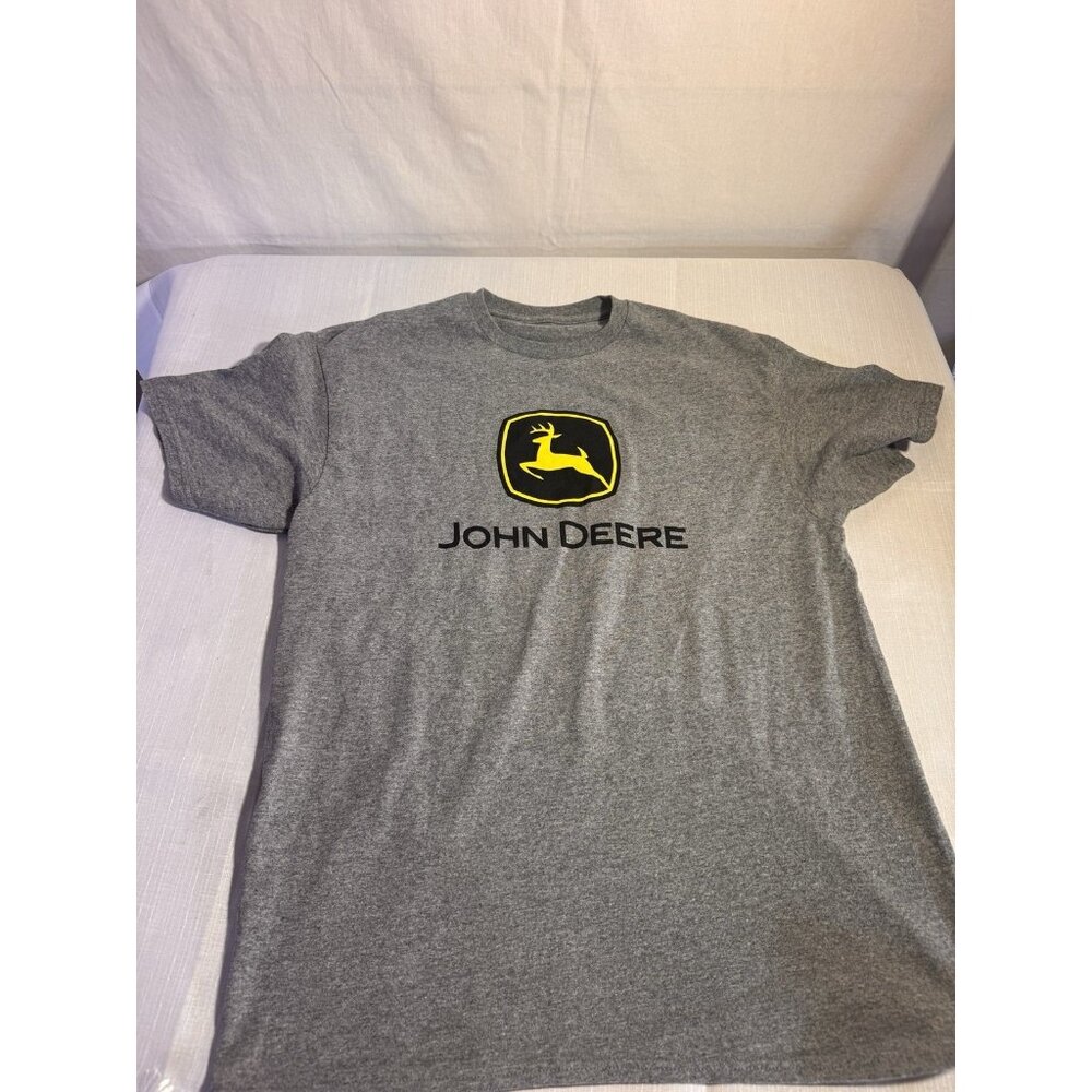 John Deere Logo T-Shirt Men’s L Gray Short Sleeve Classic Tee